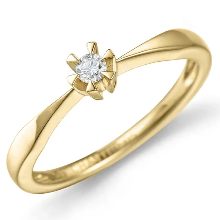 0,05 ct lab grown diamant solitairering i 14 karat guld 0,05 ct