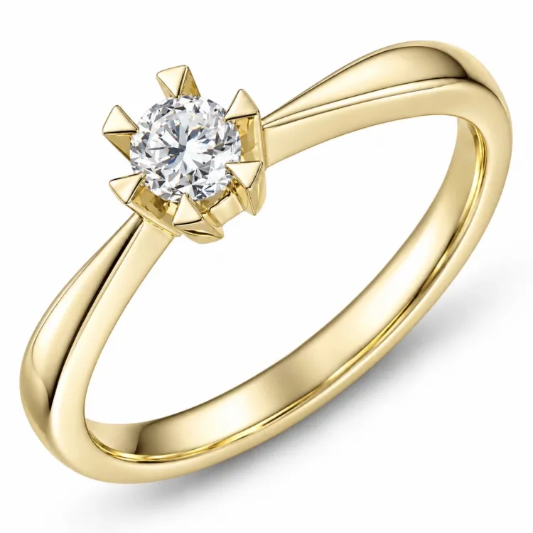 0,20 ct lab grown diamant solitairering i 14 karat guld 0,20 ct