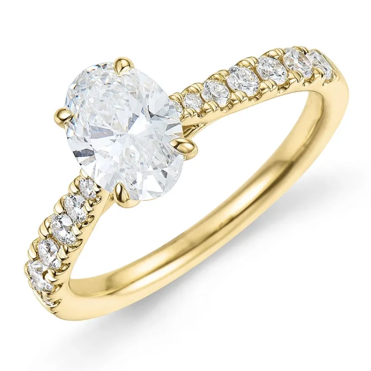 oval lab grown diamant ring i 14 karat guld 1,0 ct 0,34 ct