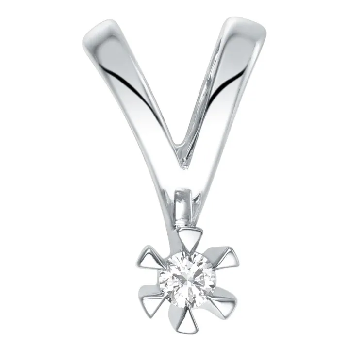 0,05 ct lab grown diamant vedhæng i 14 karat hvidguld 0,05 ct