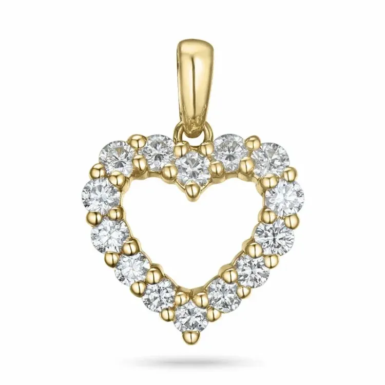 hjerte lab grown diamant vedhæng i 14 karat guld 0,85 ct
