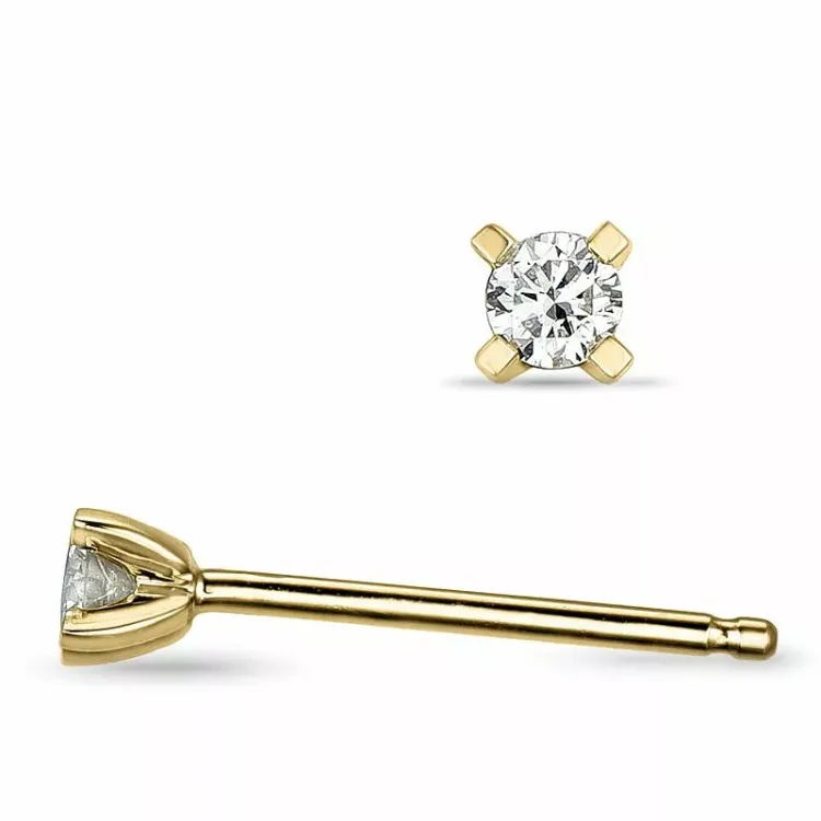2 x 0,05 ct lab grown diamant solitaireørestikker i 14 karat guld med lab grown diamant 