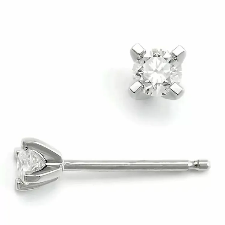 2 x 0,10 ct lab grown diamant solitaireørestikker i 14 karat hvidguld med lab grown diamant 