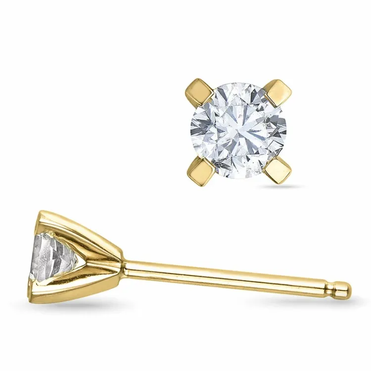 2 x 0,20 ct lab grown diamant solitaireørestikker i 14 karat guld med lab grown diamant 