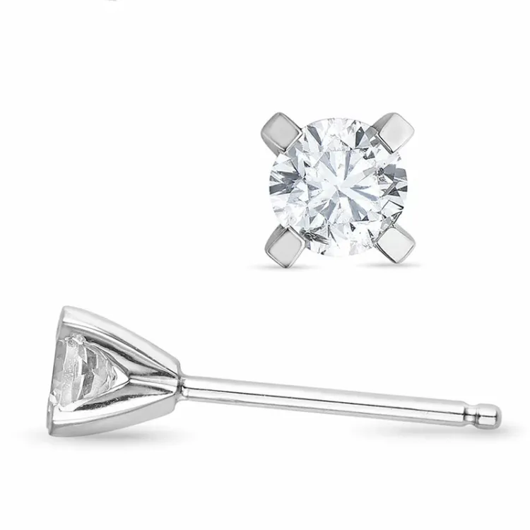 2 x 0,20 ct lab grown diamant solitaireørestikker i 14 karat hvidguld med lab grown diamant 