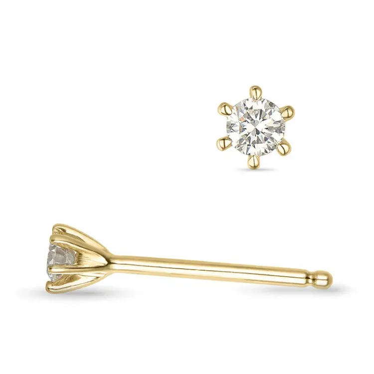 2 x 0,05 ct lab grown diamant solitaireørestikker i 14 karat guld med lab grown diamant 