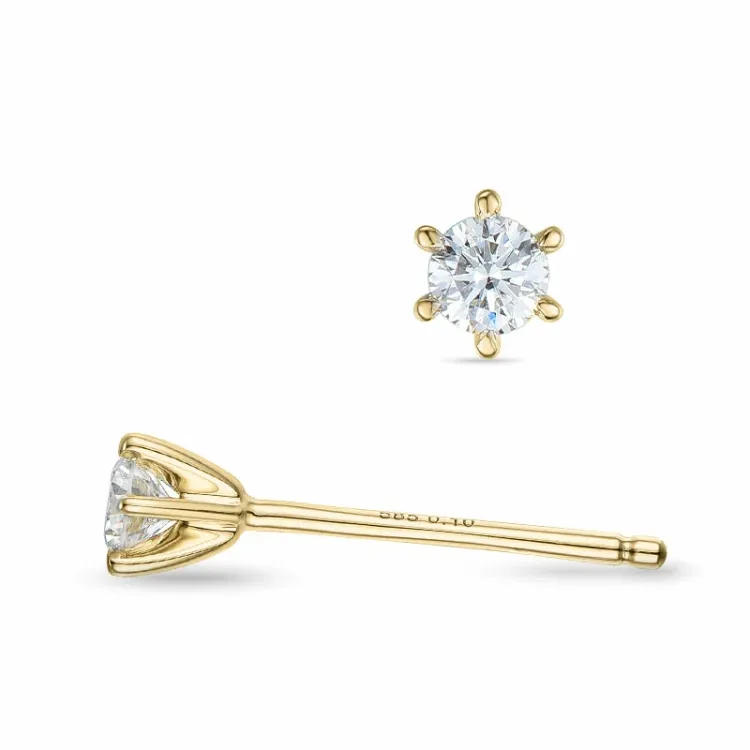 2 x 0,10 ct lab grown diamant solitaireørestikker i 14 karat guld med lab grown diamant 