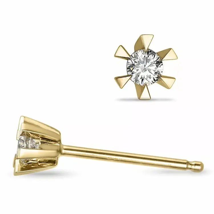 2 x 0,05 ct lab grown diamant solitaireørestikker i 14 karat guld med lab grown diamant 