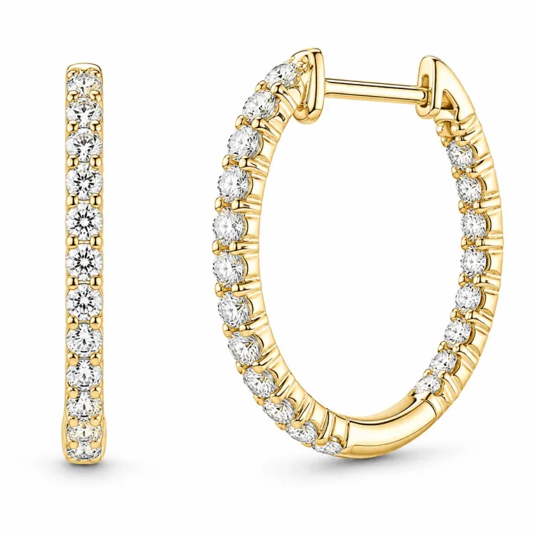 creoler i 14 karat guld med lab grown diamant (CVD) 