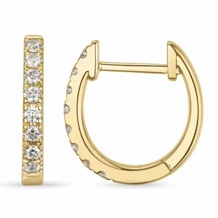 12 mm creoler i 14 karat guld med lab grown diamant 