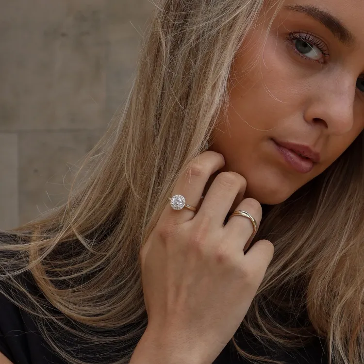 lab grown diamant ring i 14 karat guld 1,0 ct 0,21 ct
