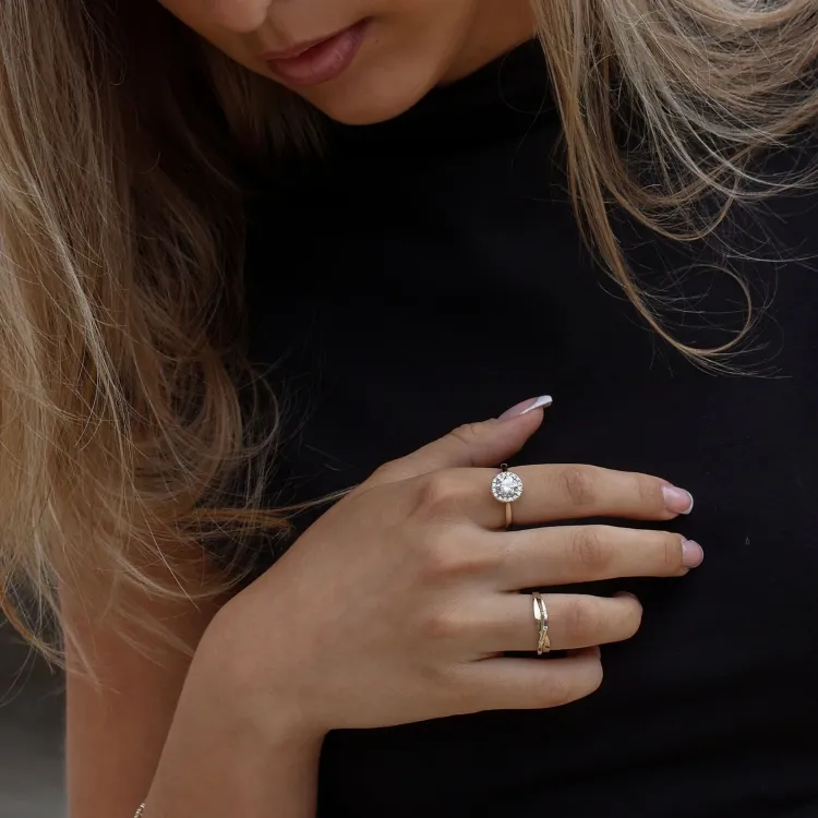 lab grown diamant ring i 14 karat guld 1,0 ct 0,21 ct