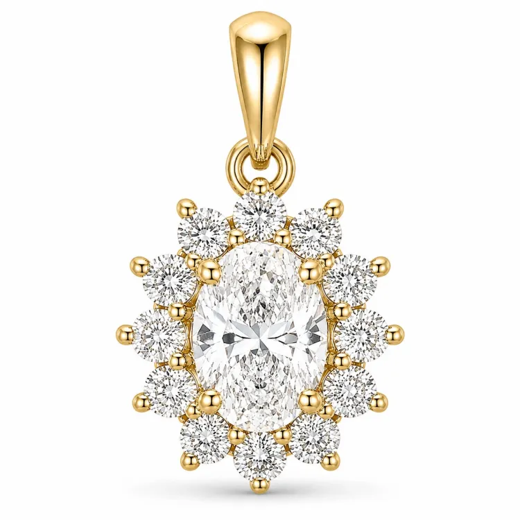 lab grown diamant vedhæng i 14 karat guld 0,46 ct 0,26 ct