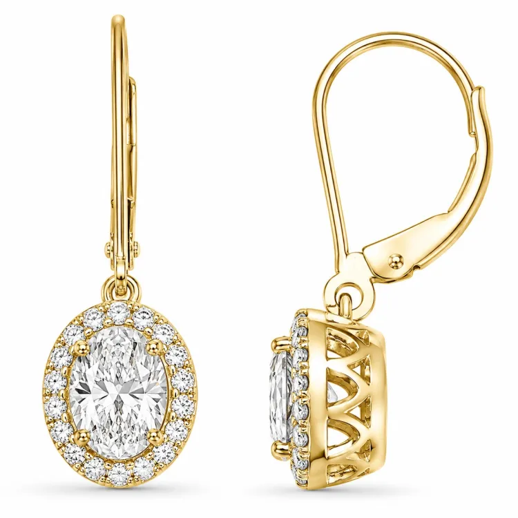 øreringe i 14 karat guld med lab grown diamant (CVD) og lab grown diamant (CVD) 