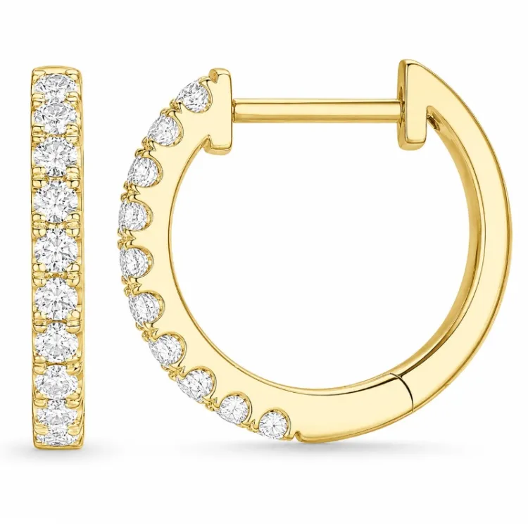 14 mm creoler i 14 karat guld med lab grown diamant 