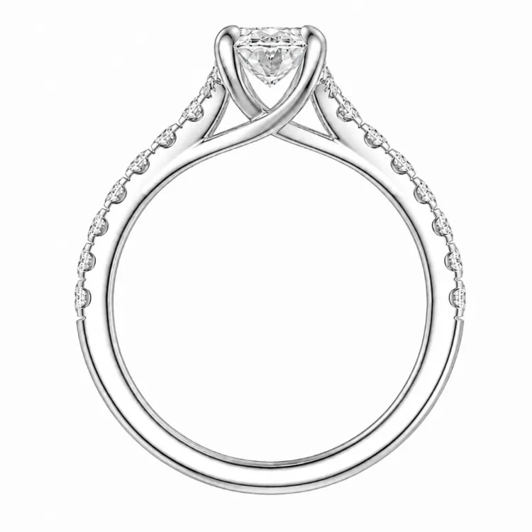 oval lab grown diamant ring i 14 karat hvidguld 1,0 ct 0,26 ct