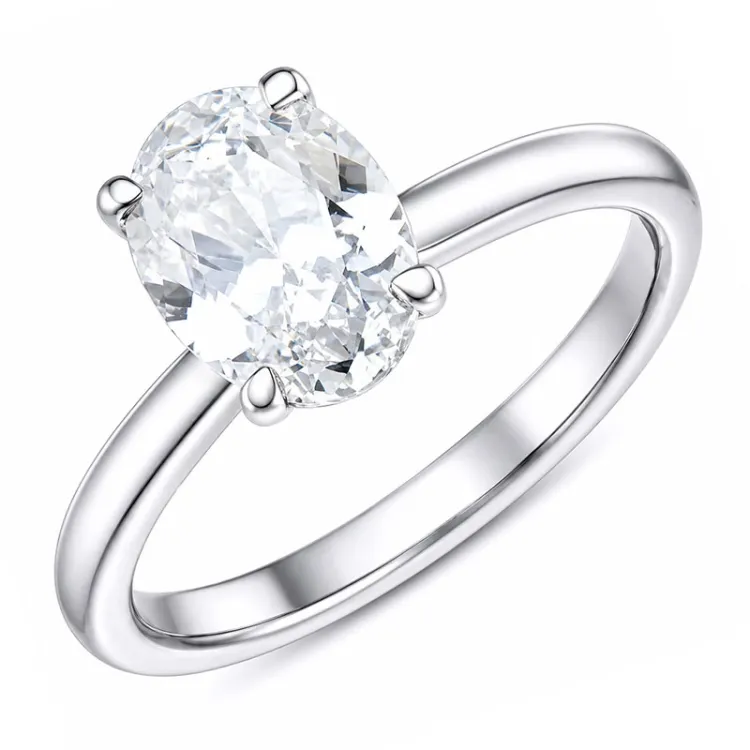 oval lab grown diamant solitairering i 14 karat hvidguld 1,0 ct
