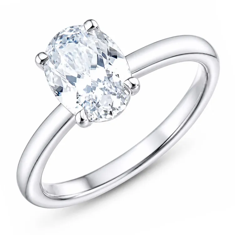 oval lab grown diamant solitairering i 14 karat hvidguld 2,0 ct