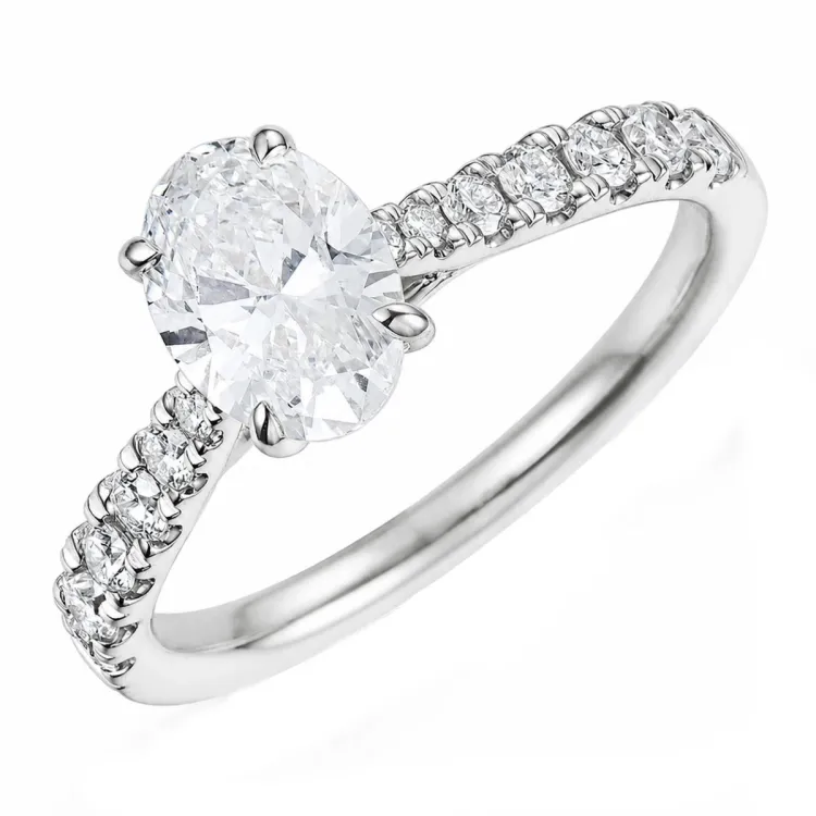 lab grown diamant ring i 14 karat hvidguld 1,0 ct 0,34 ct