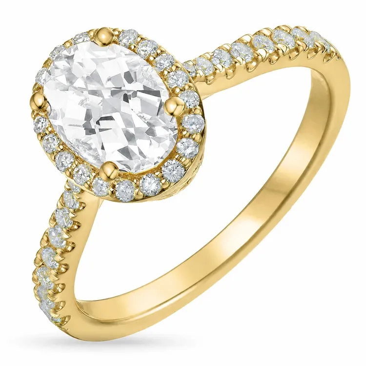 oval lab grown diamant ring i 14 karat guld 1,0 ct 0,33 ct