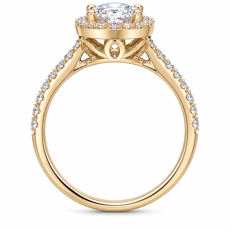 oval lab grown diamant ring i 14 karat guld 1,0 ct 0,33 ct