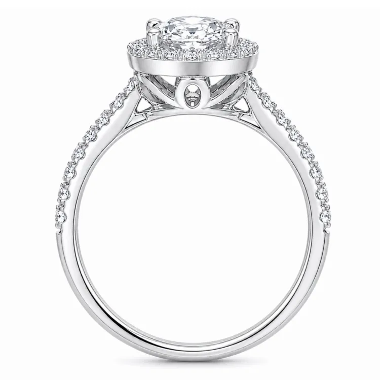 oval lab grown diamant ring i 14 karat hvidguld 1,0 ct 0,33 ct