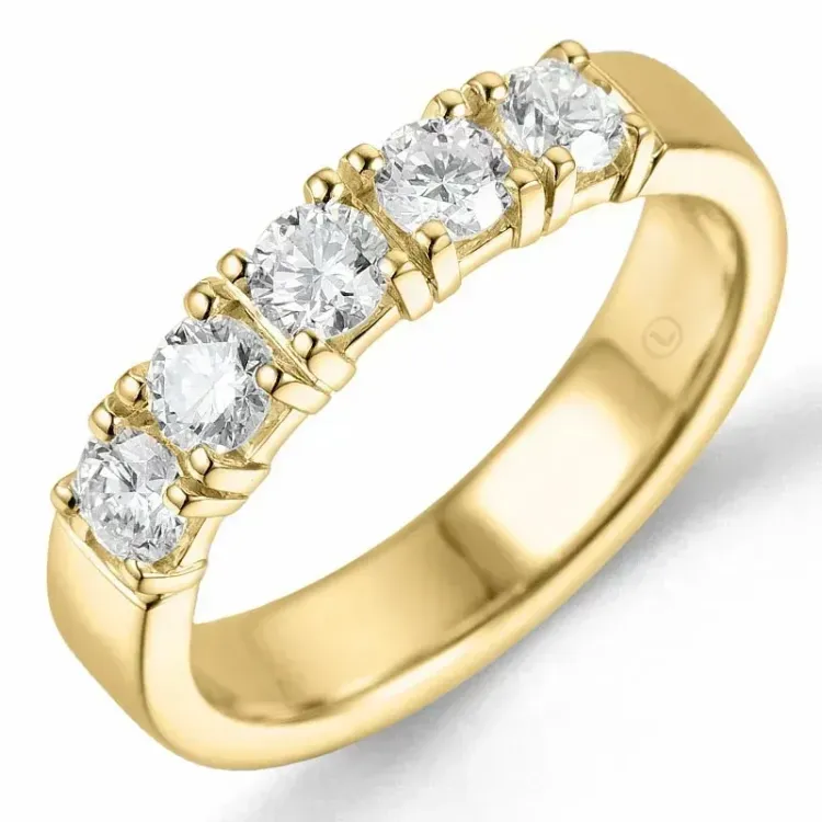 lab grown diamant alliancering i 14 karat guld 5 x 0,10 ct