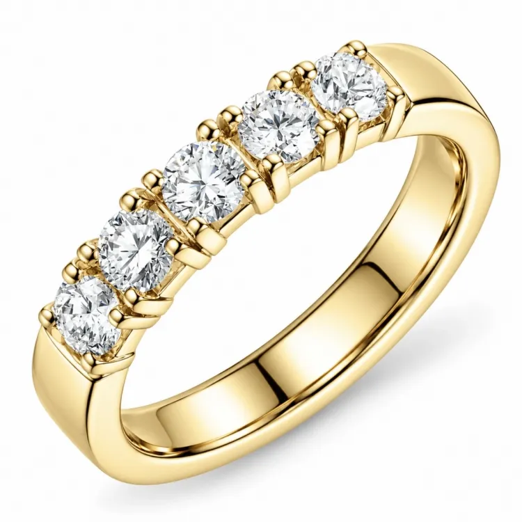 lab grown diamant alliancering i 14 karat guld 5 x 0,10 ct