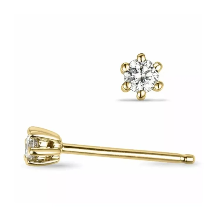 2 x 0,05 ct lab grown diamant solitaireørestikker i 14 karat guld med lab grown diamant 