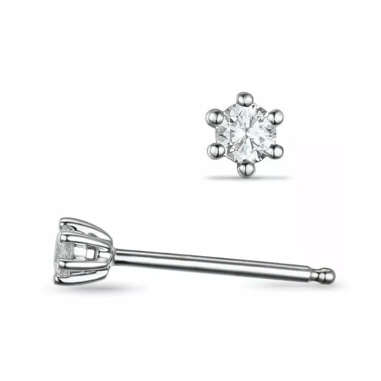 2 x 0,05 ct lab grown diamant solitaireørestikker i 14 karat hvidguld med lab grown diamant 