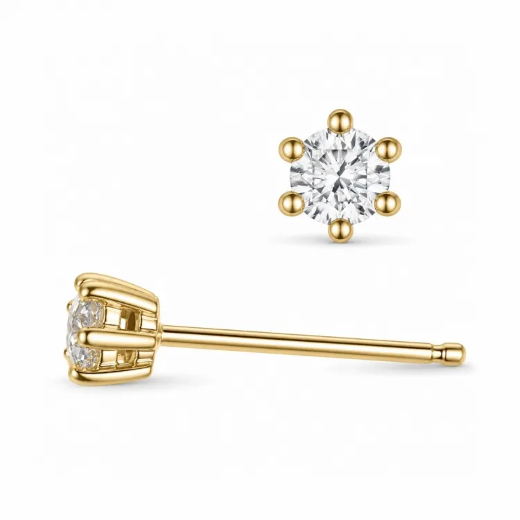 2 x 0,10 ct lab grown diamant solitaireørestikker i 14 karat guld med lab grown diamant 