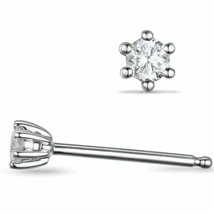 2 x 0,20 ct lab grown diamant solitaireørestikker i 14 karat hvidguld med lab grown diamant 