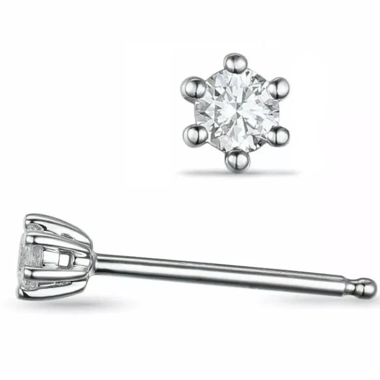 2 x 0,30 ct lab grown diamant solitaireørestikker i 14 karat hvidguld med lab grown diamant 