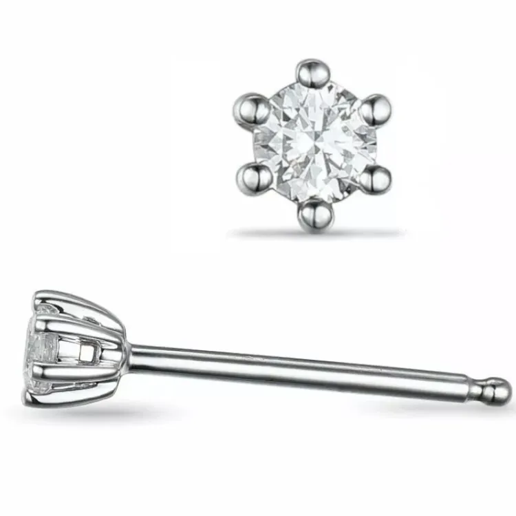 2 x 0,40 ct lab grown diamant solitaireørestikker i 14 karat hvidguld med lab grown diamant 