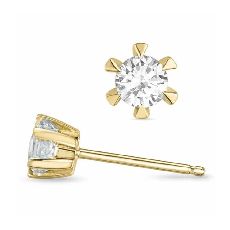 2 x 0,10 ct lab grown diamant solitaireørestikker i 14 karat guld med lab grown diamant 