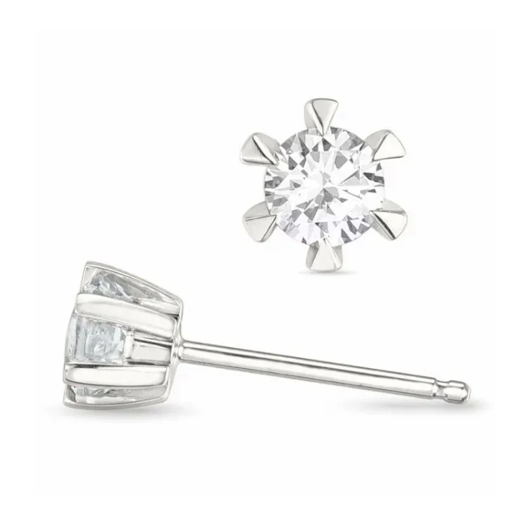 2 x 0,10 ct lab grown diamant solitaireørestikker i 14 karat hvidguld med lab grown diamant 