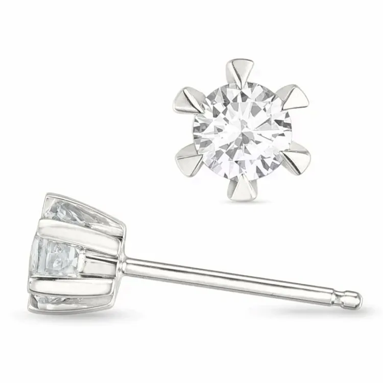 2 x 0,20 ct lab grown diamant solitaireørestikker i 14 karat hvidguld med lab grown diamant 