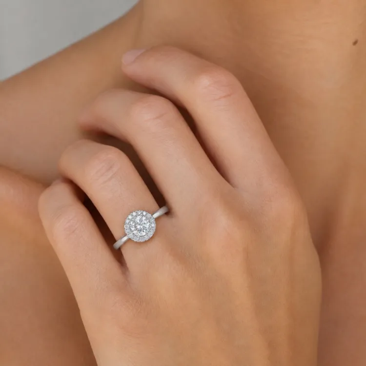 lab grown diamant ring i 14 karat hvidguld 1,0 ct 0,21 ct