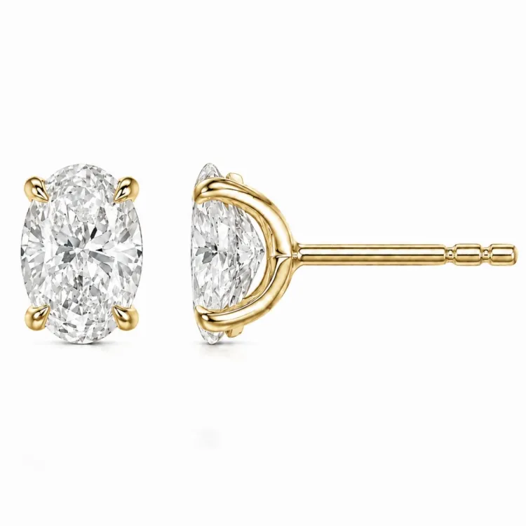 2 x 1 ct lab grown diamant solitaireørestikker i 14 karat guld med lab grown diamant (CVD) 