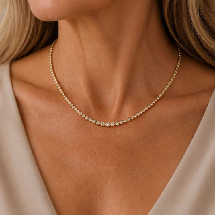 42 cm lab grown diamant halskæde i 14 karat guld 5,76 ct
