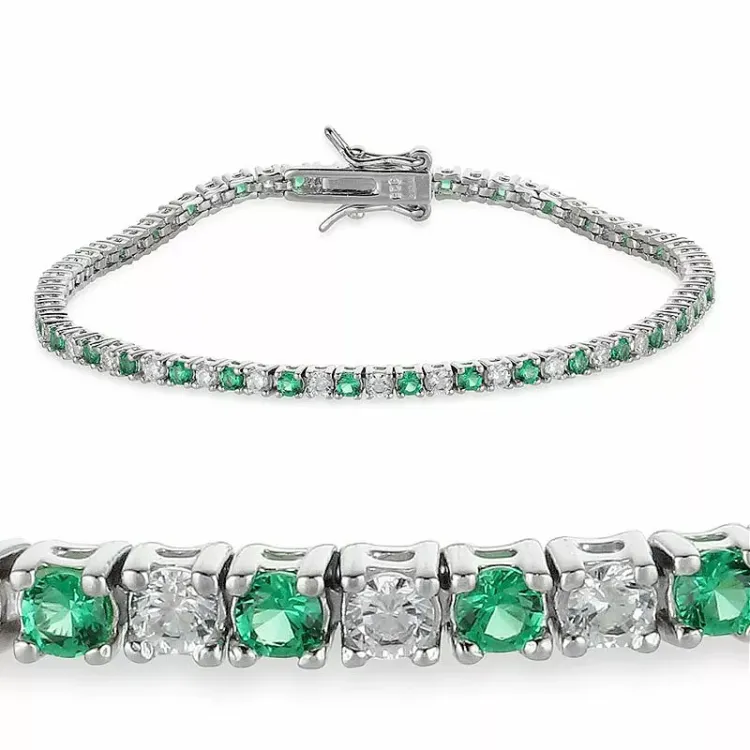 grøn zirkon tennisarmbånd i sølv x 2,6 mm