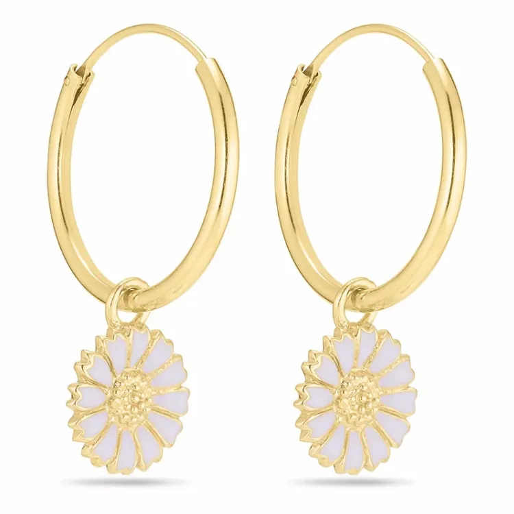 18 mm marguerit lilla creoler i forgyldt sølv - Marie