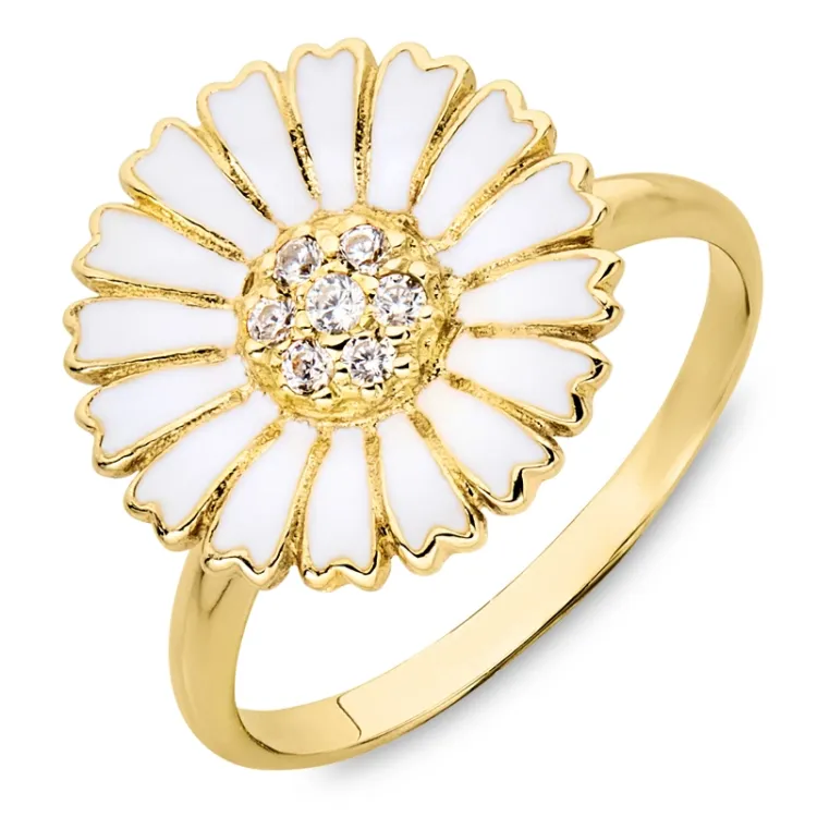 marguerit zirkon ring i forgyldt sølv - Marie