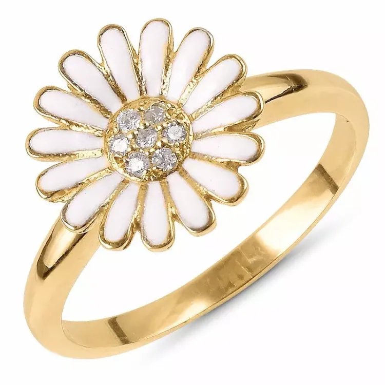11 mm marguerit ring i forgyldt sølv - Matilda