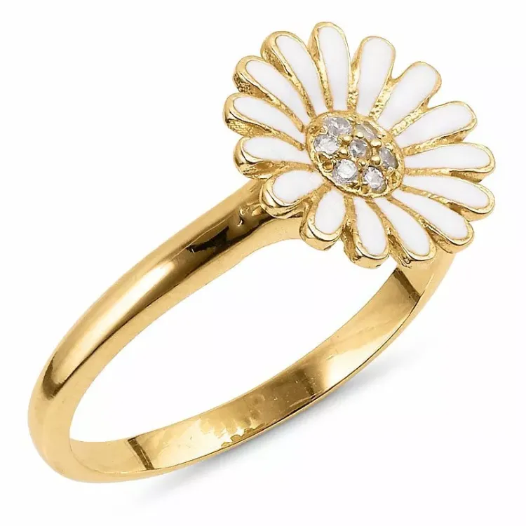 11 mm marguerit ring i forgyldt sølv - Matilda