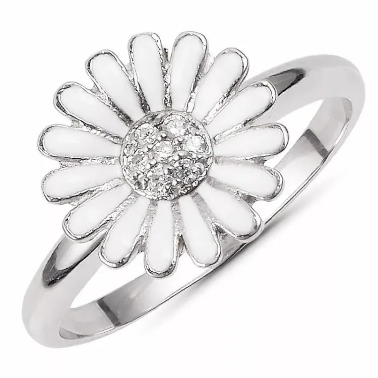 11 mm marguerit zirkon ring i sølv - Matilda