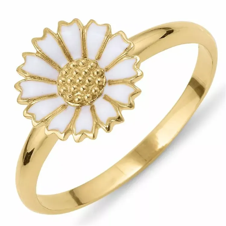 11 mm marguerit ring i forgyldt sølv - Marie