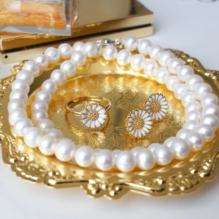 11 mm marguerit ring i forgyldt sølv - Marie
