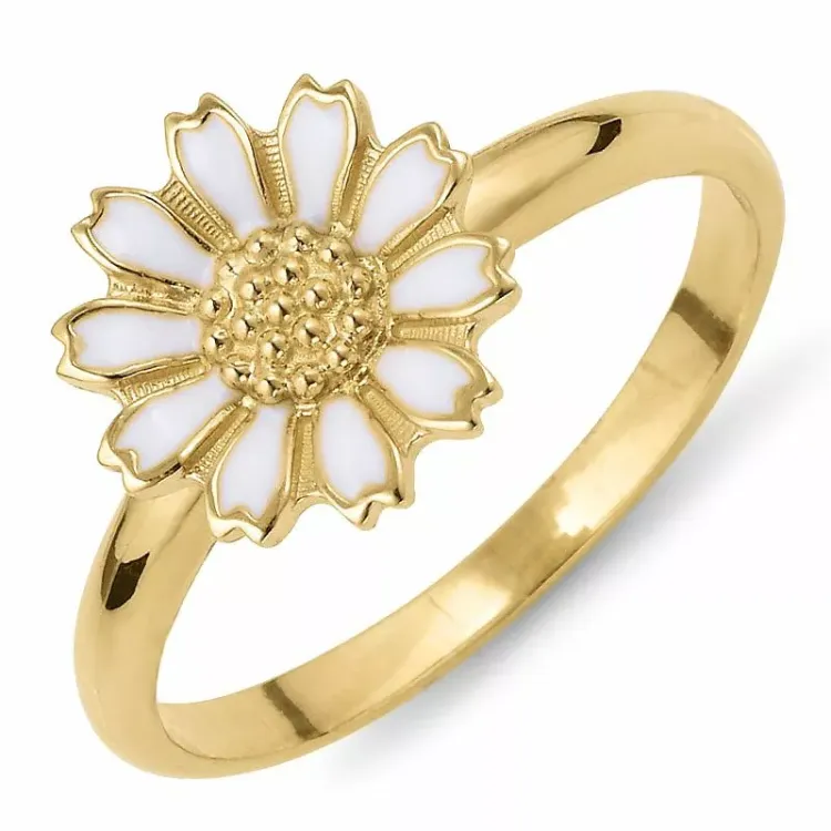 10 mm marguerit ring i forgyldt sølv
