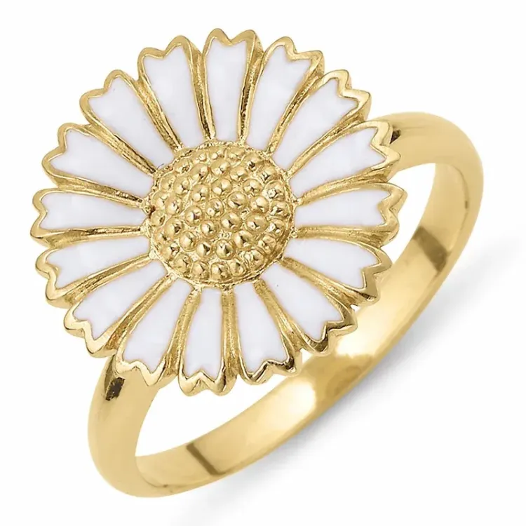 15 mm marguerit ring i forgyldt sølv - Marie